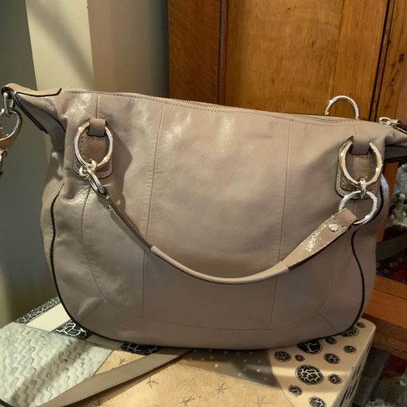 Coach Kristin Leather Shoulder Bag Cross Body Fawn Silver Hardware 13" X 11" #L1 - Picture 3 of 9